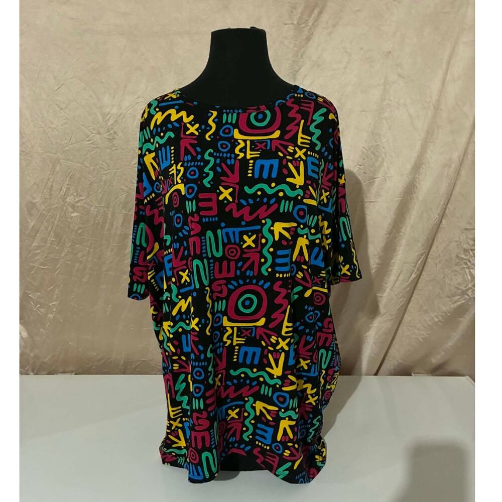 LuLaRoe Classic T Black with Multicolor Tribal Design - Small